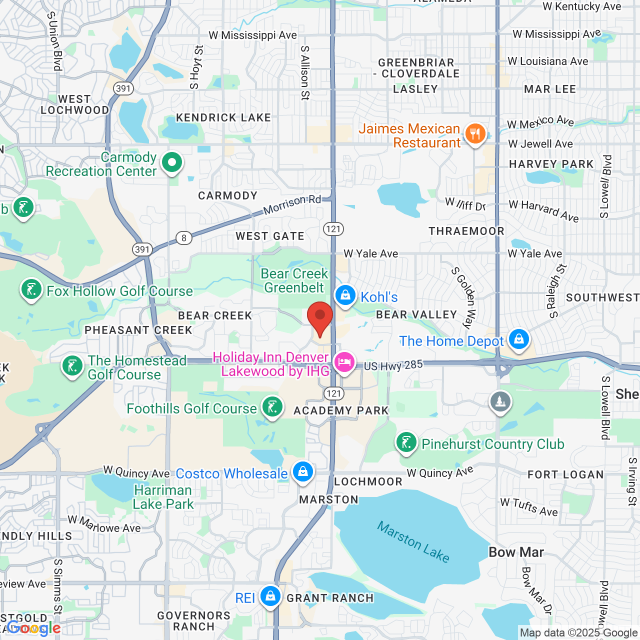 Google map image of our location in 3333 S Wadsworth Blvd Lakewood, CO